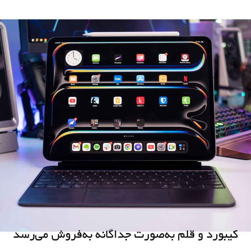 تبلت 13 اینچ اپل مدل IPad Pro 2022 M2 Wi-Fi ظرفیت 512 گیگابایت و رم 8 گیگابایت، رزولوشن دوربین 12 مگاپیکسل، پشتیبانی از قلم و کیبورد  -کارکرده